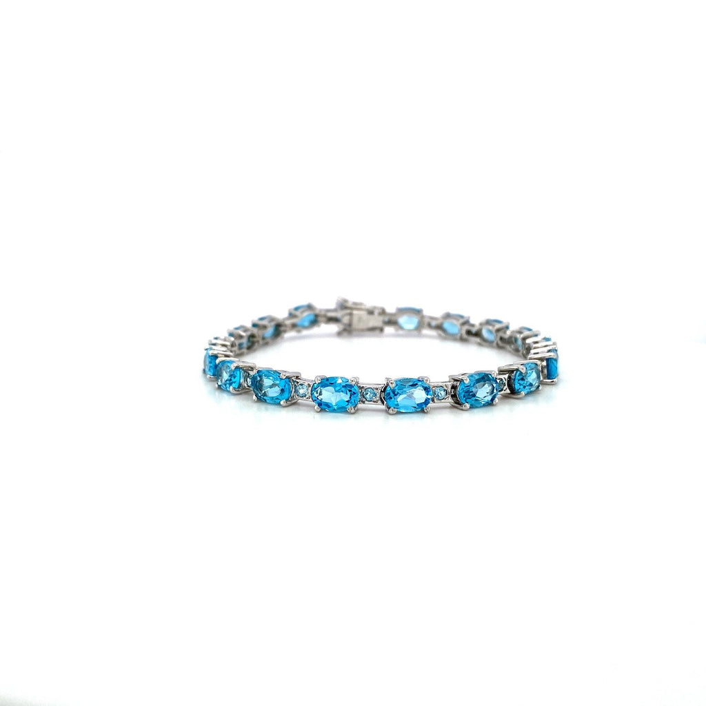 Blue Topaz Bracelet, Faceted Ovals, 925 Silver, ks – Crystal Heart